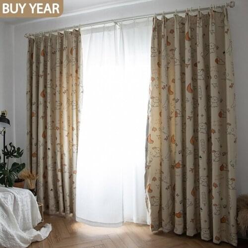 Cartoon Curtains for Living Dining Room Bedroom Printing Cats and Dogs Single-sided Light Curtain Childrens Room Curtain Window