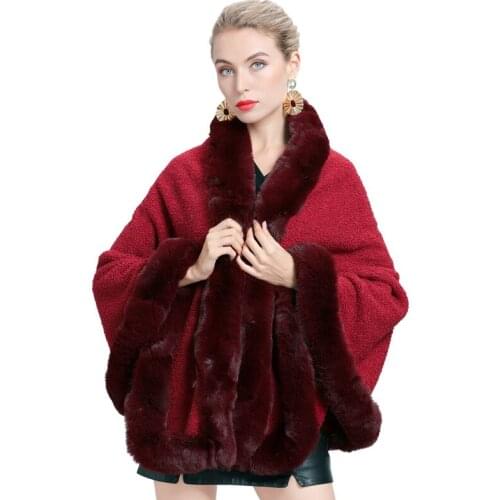Faux Fur Cloak Women Winter Warm Poncho Capes 2020 New Red Sexy Women Warm Winter Ponchos Ladies Capes Cloak Cardigan Cape