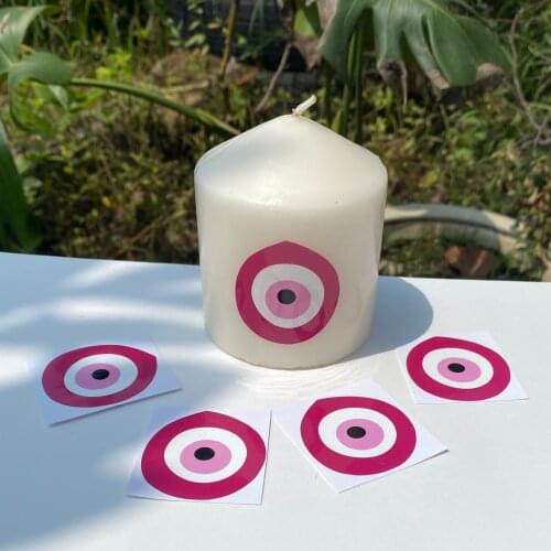 Pink Evil Eye Symbol Stickers Greek Turkish Talisman Classic Round Vinyl Decals Wedding Favors Good Eyes decorations