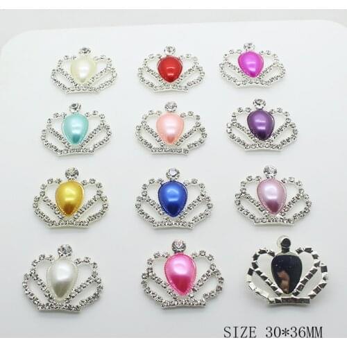 New Metal Crown Buttons 10Pcs/Lot 30*36mm Mix Color Pearl Sewing Button gift card Accessories handwork Decor Wholesale Prices