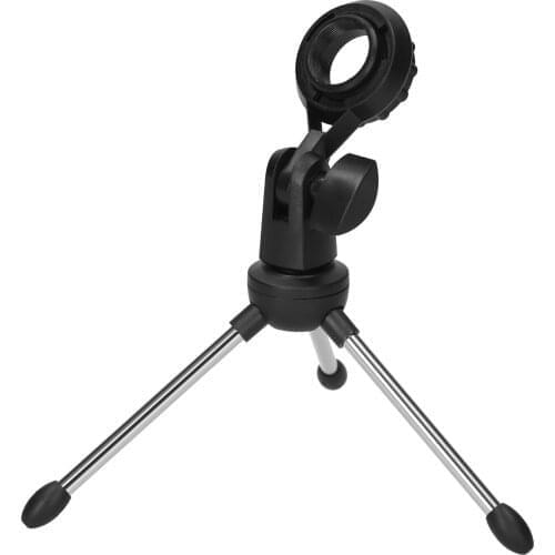 Foldable Desktop Microphone Tripod Stand 5/8 Inch Threaded Mount Portable Microphone Desktop Support Rotatable Mic Holder