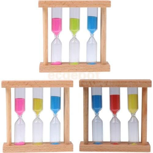 Three-In-One Wooden Hourglass Sandglass Sand Timer Clock Home Decor