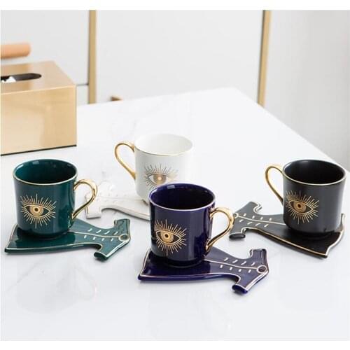 Turkish Ins Style Light Luxury Ceramic Cup European Style Small Exquisite Coffee Cup Set Home Afternoon Camellia Tea Cup