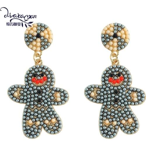 Dvacaman Funny Cute Seed Beads Sunny Doll Dangle Earrings for Women Statement Halloween Jewelry Brincos Party Gifts Dropshipping