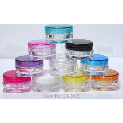 10G 100pcs/lot High Grade Square Cosmetic Refillable Case for Mask/ Cream, Plastic Small Sample Empty Packing Bottle