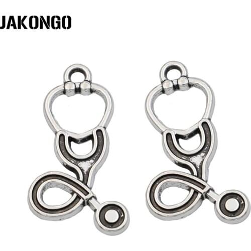 15pcs Antique Silver Plated Stethoscope Charms Pendants for Jewelry Making Necklace Accessories DIY Findings Handmade 28x15mm