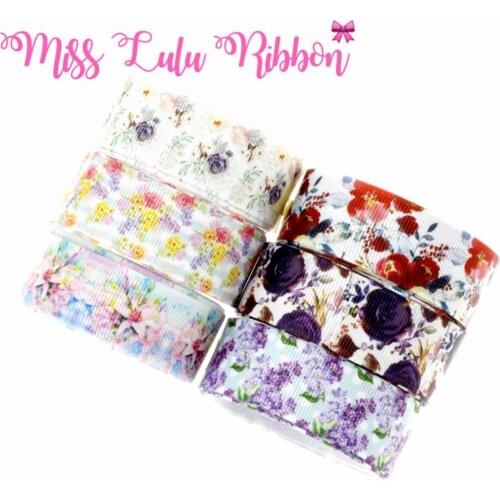 16mm-75mm Flower Series Pink Rose Printed Grosgrain/Foe Ribbon DIY Gift Packing Hair Band Making 50yards/roll