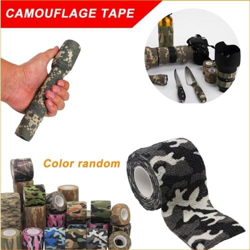 2PC 5cmx 4.5m Elastic Camouflage Tape Waterproof Outdoor Hunt Camping Stealth Wrap Tape Militaty Paintball Stretch Bandage 3