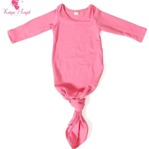 2017 Baby Gown Dark Pink Cotton Newborn Sleeping Bag Infant Baby Gown Hot Sale Spring Bow Baby Clothes Infant Clothing