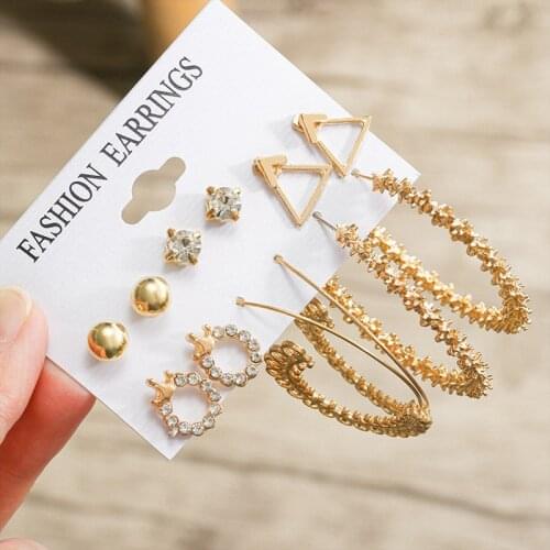 2021 Fashion Gold Hoop Earrings For Women Geometirc Pendant Earrings Set Metal Circle Punk Earring Female Fashion Jewelry Gift