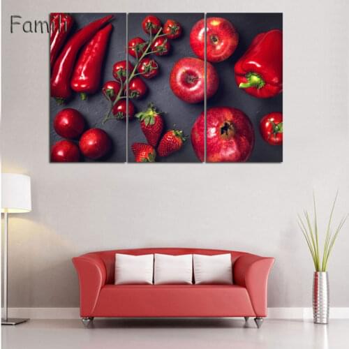 3 Piece Wall Art Painting Radish And Tomatoes Print On Canvas The Picture Food 4 Pictures Oil Prints For Home Decor