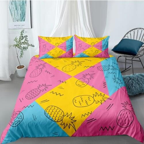 3D Custom Duvet Cover Sets Bedding Sets Quilt Covers Pillow Cases King Full Double Size Pineapple Printing Design Bedclothes