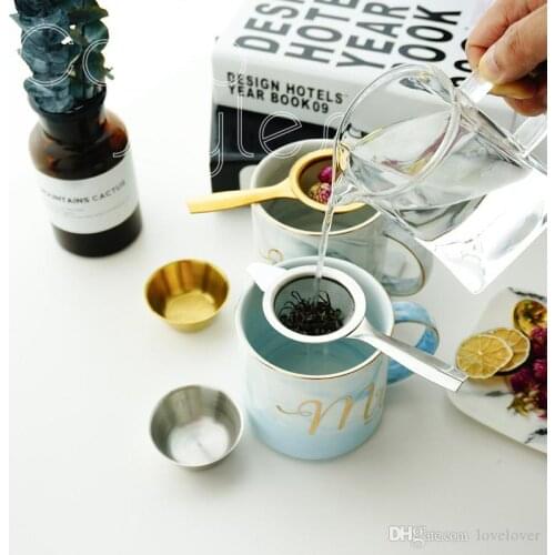 5pic/setimple style gold and silver tea net for nordic style home decoration Gold 304 stainless steel tea drain with double ears