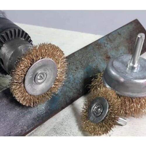 5Pcs T Wire Brush Shank Steel Wire Wheel Electric Drill Grinding Mill Polish Wheel Derusting For Rotary Tool Accessory