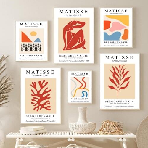 Matisse Abstract Color Blocks Lines Coral Wall Art Canvas Painting Nordic Posters And Prints Wall Pictures For Living Room Decor