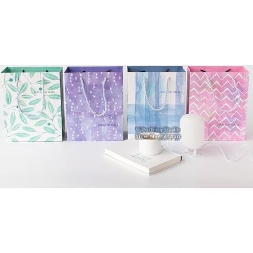 Watercolor Gift paper bag with handle,Wedding Candy Box Gift Bag, Gift Chocolate Cookies gift Bag 100pcs/lot