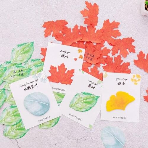 25Sheets/Pack Leaf Memo Pad Cute Sticky Notes Kawaii Planner Scrapbooking Stickers Stationery School Office Supplies Sticky Pad