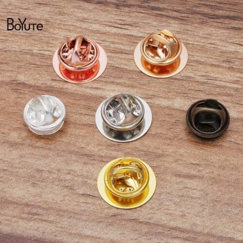 BoYuTe Wholesale (200 Sets/Lot) Round 10MM 15MM Flat Base Brooch Pins with Butterfly Clasp Diy Jewelry Findings Components
