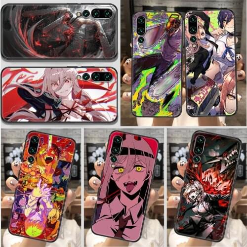 Anime Chainsaw Man Phone Case For Huawei P Mate P10 P20 P30 P40 10 20 Smart Z Pro Lite black pretty coque luxury cell cover 3D