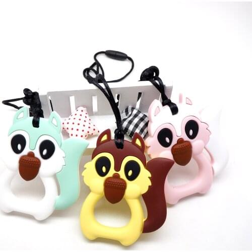 Chenkai 10PCS Silicon Squirrel Teether Baby Animals Pacifier Teething BPA Free For DIY Baby/Infant Nursing Chewing Teether