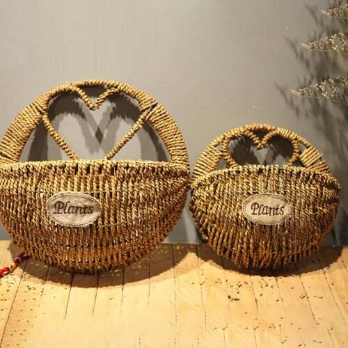 Heart Hand Braided Plant Flower Hanging Basket Storage Organizer Garden Decor holding faux flowers, stand vase supportfor flower