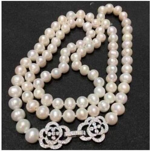 Elegant single strands 8-9 mm south sea white round pearl necklace 33inch