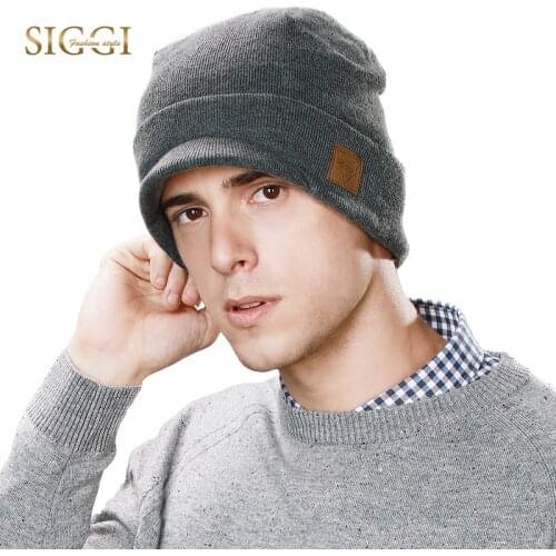 FANCET Winter Warm Beanies For Men Solid Soft Bill Hats Wool Blend Brim Elastic Soft Decoration Casual Skullies Caps Hats 88264