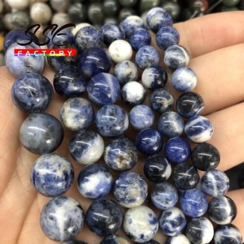 Smooth Round Blue Sodalite Stone Beads Natural Loose Spacer Beads For Jewelry Making Diy Bracelet Necklace 4 6 8 10 12mm 15" O14