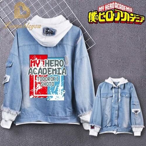 Hot sale Boku No My Hero Academia Midoriya Shoto Todoroki Cosplay Hoodies Costumes Men Women Denim Jacket