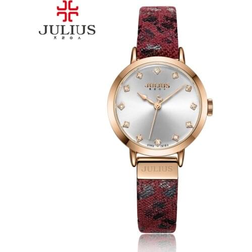 Julius JA-976 Women Leopard Print Leather Bracelet Quartz Whatch Waterproof 3ATM Dropship Supplier Diamond Retro Vintage Watches