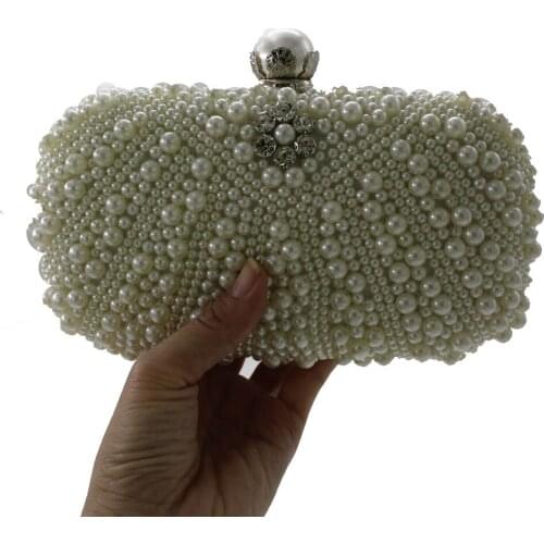 Kingluck Womens Faux Pearl Cascading Bead Rhinestone Evening Clutch Fashion Purse