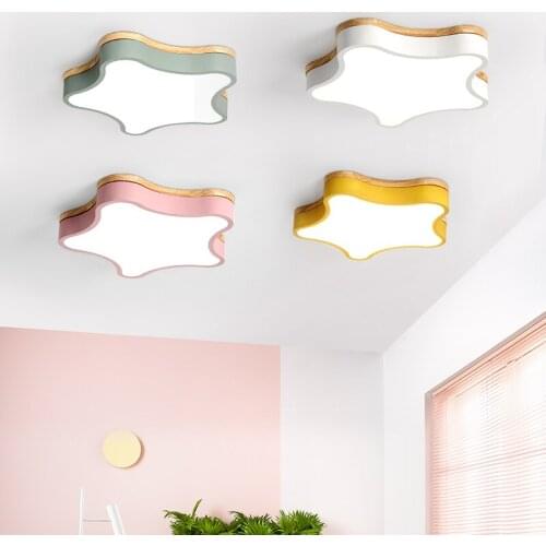 Creative personality childrens bedroom lamp simple modern warm and romantic room lamp log led ceiling lamp