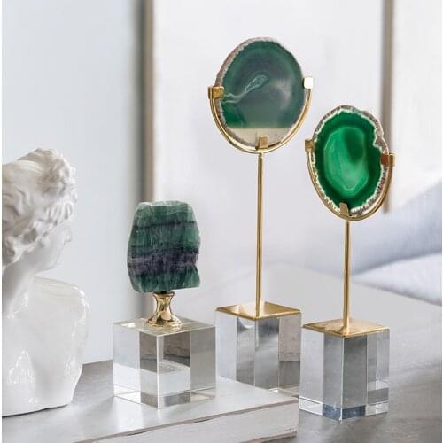 Creative Green Natural Agate Stone Ornaments Home Accessories Living Room Desktop Crystal Decorative New House Statue Gift