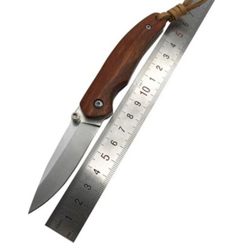 Mini Folding Knife stainless steel Blade Sanding wood Handle Key Chain Knives Survival Hunting Knife Pocket Utility Multi Tools