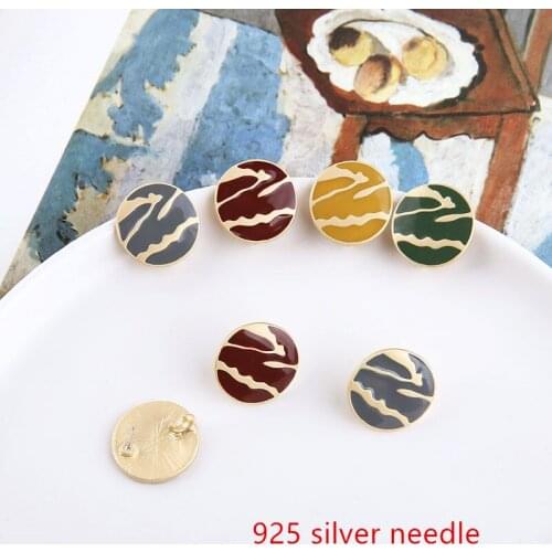 Min order 20pcs/lot alloy drop oil geometry rounds fashion women earring stud diy jewelry earring accessory