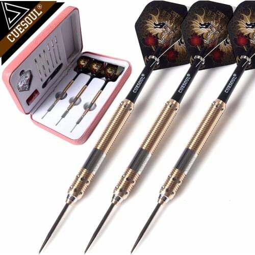 CUESOUL 21g/23g/25g Deluxe Brass Steel Tip Pack Dragon Series Darts with Flights and Shafts