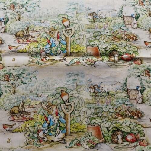Cartoon Rabbit Carrot Vegetable Farm 100% Cotton Fabric for Boy Clothes Bedding Set Hometextile Cushion Cover Backpack DIY