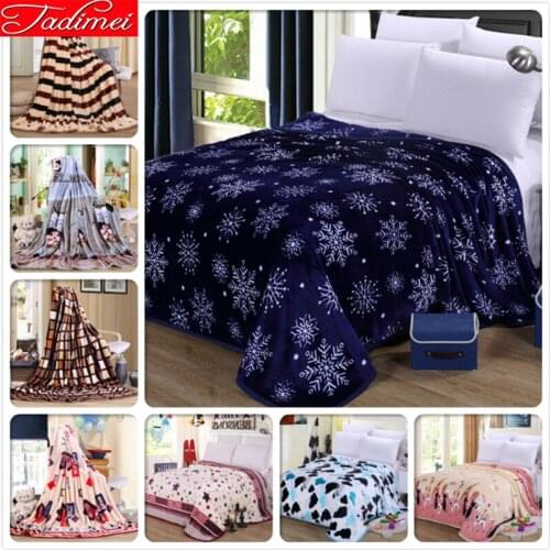 Autumn Winter Soft Plush Thick Blanket Adult Kids Single Queen King Size Bedding Cover 150x200 180x200 200x230 230x250 Bedspread
