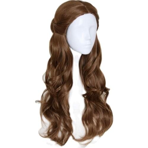 Beauty and the Beast Princess Bella wig Cosplay Costume Women Long Wavy Brown Synthetic Hair Halloween Party Role Play wigs