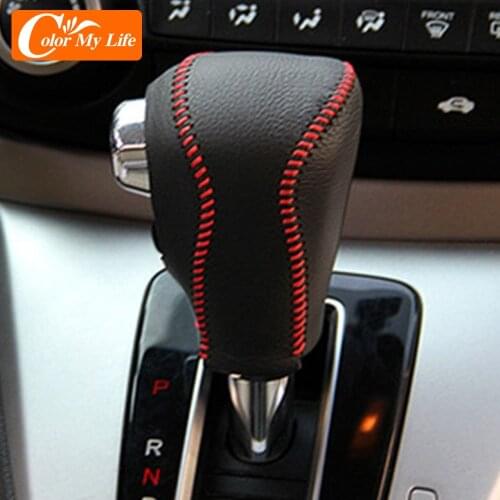 Car Interior Gear Shift Knob Head Cover Collars for Honda CRV CR-V 2012 2013 2014 Hand-Stitched Leather Car-styling