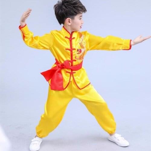 Traditional Chinese Clothing Kids Kungfu Wushu Tai Chi Uniform Shaolin Martial Arts Stage Performance Girl Boy Kung Fu Costumes