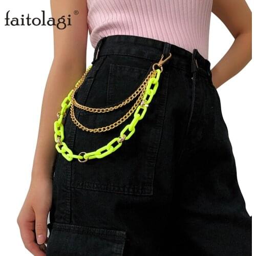 Punk Hip-hop Goth Multi-layer Belts Women Pants Waist Chain Belt for Lady Girls Unisex Streetwear Metal Jeans Accessories