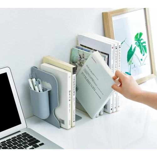Retractable Bookend Portable Book Sorting Book Stand Adjustable Bookshelf With Pen Holder Desk Organizer Home Office Accessories