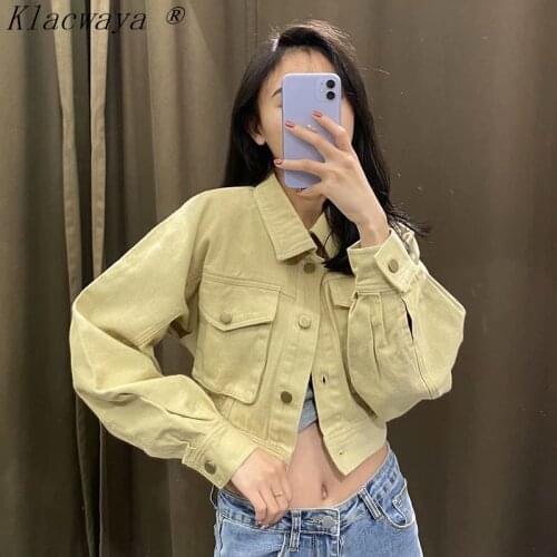 Klacwaya Woman Jacket Casual Three-Dimensional Pocket Lapel Single-Breasted Cardigan Spring And Autumn Short Jacket New