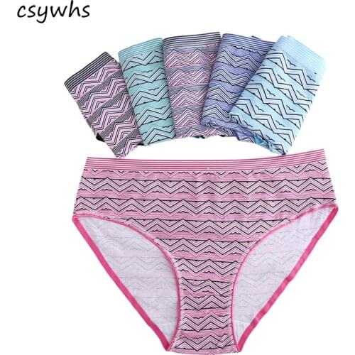 CSYWHS Underwear Women Panties Plus Size Cotton Briefs for Women Mid Waist Printing Panties Sexy Briefs Lingerie 4pcs/lot 4XL