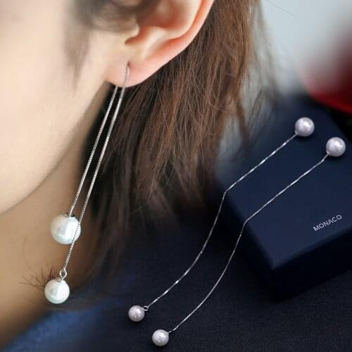 Long Fringe Pearl Tassel Earrings For Women Long Drop Earring Fringe Earings Silver color Jewelry Earing Brincos F85