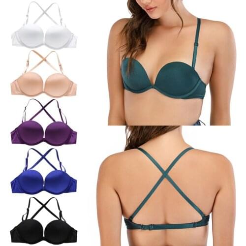 Women Seamless U-shaped Push Up Bra Glossy Solid Color Beauty Back Bras Female Simple Intimates Underwear