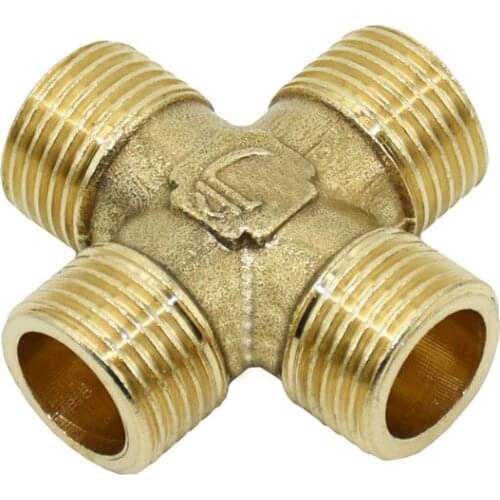 1/2" Brass Cross Connector Copper tube splitter Fitting G1/2 4-way Tube Metal Coupling Connector Adapter 7pcs