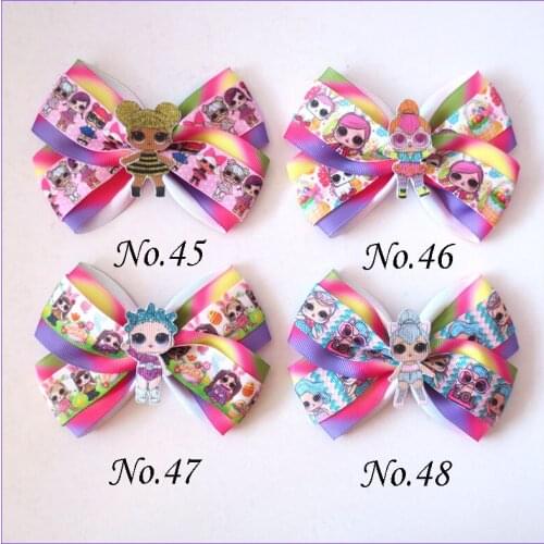 100 BLESSING Girl 4.5" Two Tone Angel Hair Bow Clip C- Joyful Doll Rainbow Baby