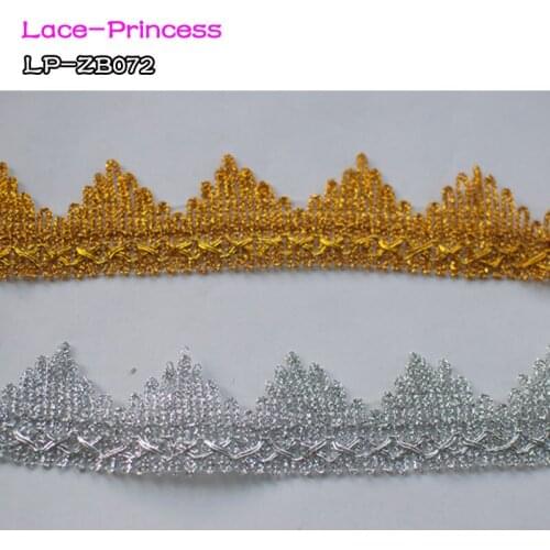 12.5MX4CM gold silver fabric DIY handmade Braid lace trim fabric clothing accessories collar ZB072